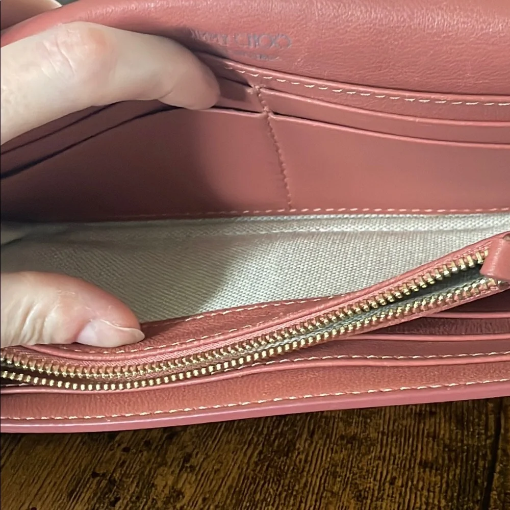 EUC Jimmy Choo Pink Leather Clutch/Long Wallet - Picture 8 of 11